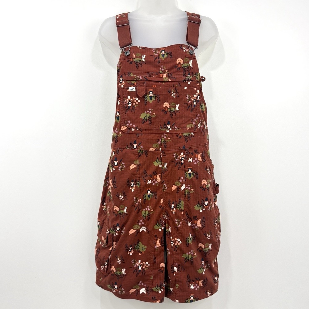 Duluth Trading Overalls M Gnome Shortalls Novelty Gardening Bunnies Barn Chicken - Picture 1 of 16